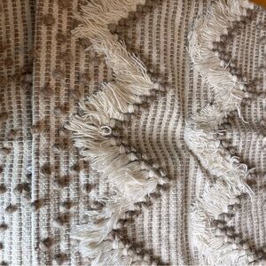 A set of 2 Textured Cream and Brown Woven Throw pillow cover
